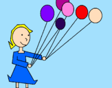 Coloring page Girl with balloons painted by NORA  CASTANEDA  