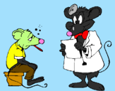 Coloring page Doctor and mouse patient painted byDennisse