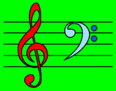Coloring page Treble and bass clefs painted byegidijus