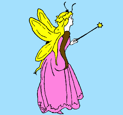 Coloring page Fairy with long hair painted bylana
