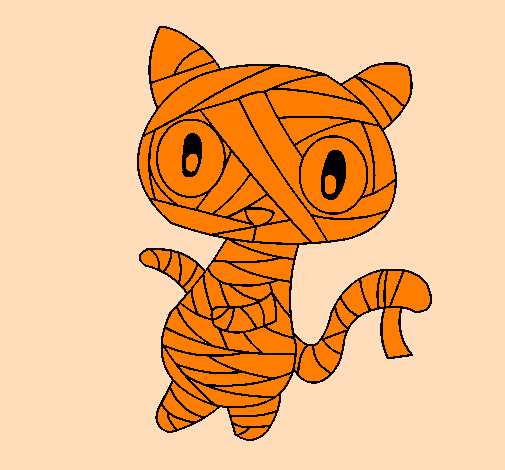 Coloring page Doodle the cat mummy painted byMARCOS MUÑOZ