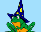 Coloring page Magician turned into a frog painted byliani