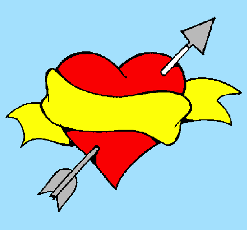 Heart, arrow and ribbon
