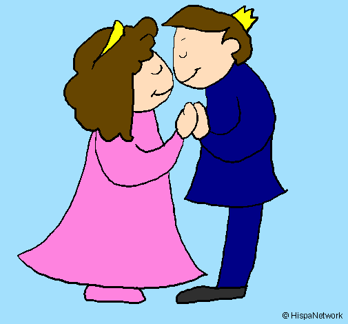 Prince and princess kissing