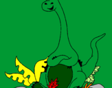 Coloring page Seated Diplodocus  painted byanonymous