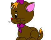 Coloring page Cat with bow painted bychofitas
