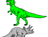 Coloring page Triceratops and Tyrannosaurus rex painted byjose