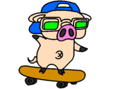 Coloring page Graffiti the pig on a skateboard painted bygrisela guapa