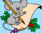 Coloring page Mouse with pencil and paper painted byDANI
