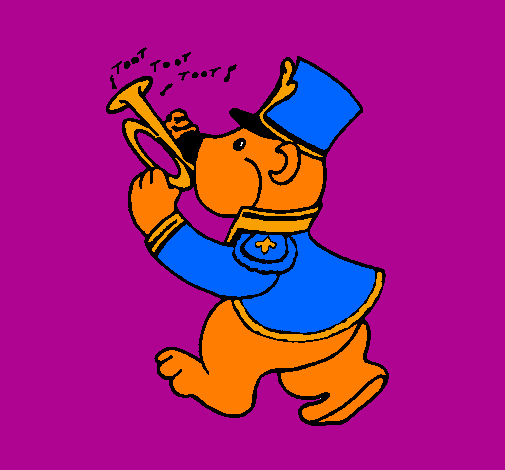 Bear trumpet player