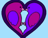 Coloring page Birds in love painted byzoe