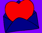 Coloring page Heart in an envelope painted bygrecia