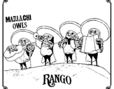 Coloring page Mariachi Owls painted byval