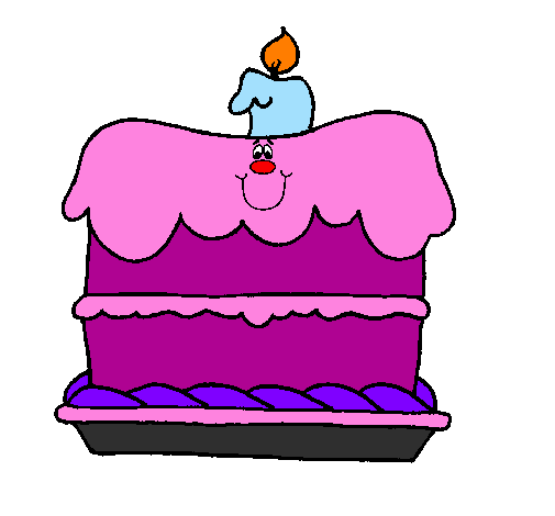 Coloring page Birthday cake painted bykinnary