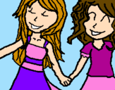 Coloring page Girls shaking hands painted byHope & Abby