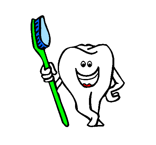Coloring page Tooth and toothbrush painted byapo