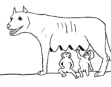 Coloring page Wolf with Romulus and Remus painted byo