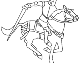 Coloring page Knight on horseback IV painted byd