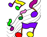 Coloring page Musical notes on the scale painted bybelden