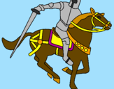 Coloring page Knight on horseback IV painted bybelden