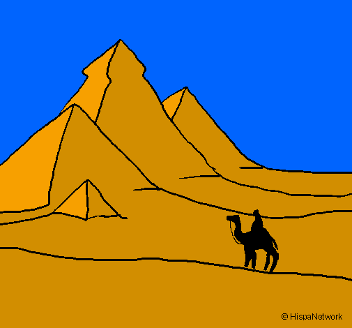 Coloring page Landscape with pyramids painted byPeter