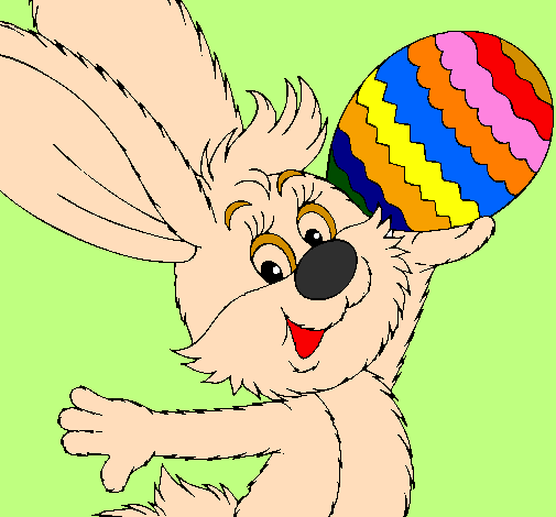 Coloring page Rabbit and Easter egg II painted bykar