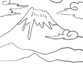 Coloring page Mount Fuji painted bysara