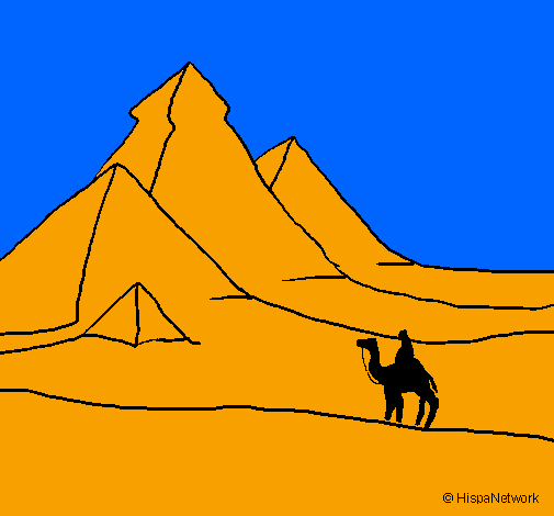 Coloring page Landscape with pyramids painted byPeter