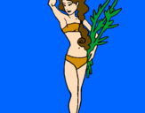 Coloring page Roman woman in bathing suit painted bytcw