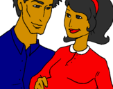 Coloring page Father and mother painted byYesha