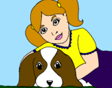 Coloring page Little girl hugging her dog painted bytitimomalakijejeje