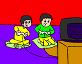 Coloring page Children playing painted bydaniel