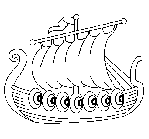 Coloring page Viking boat painted byemel