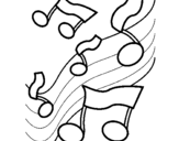 Coloring page Musical notes on the scale painted byemel