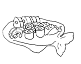 Coloring page Sushi painted byemel