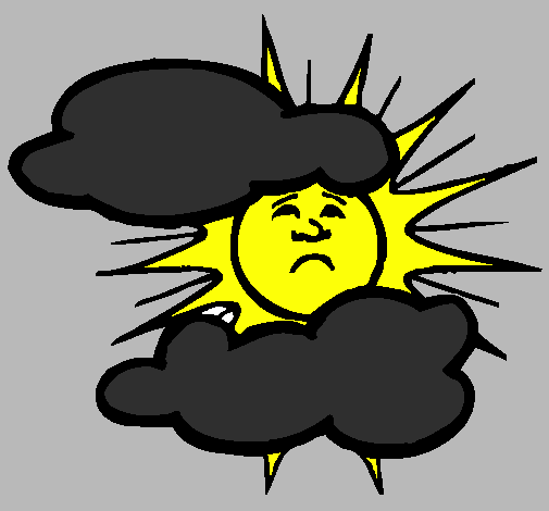 Coloring page Sun and clouds painted bysad sun