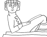 Coloring page Chac Mool statue painted byJuan