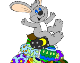 Coloring page Easter bunny painted byestuardo