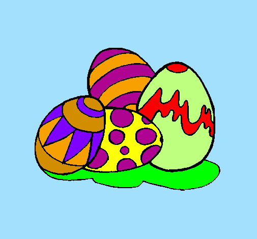 Coloring page Easter eggs painted bymartina