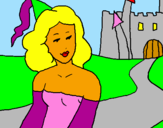 Coloring page Princess and castle painted byAnnas