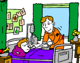 Coloring page Little boy in hospital painted bycarmen