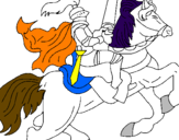 Coloring page Knight on horseback painted bymaurice