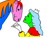 Coloring page Princess and horse painted byjhtfg