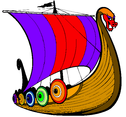 Coloring page Viking boat painted bykelan
