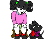 Coloring page Little girl with her puppy painted byjoceli