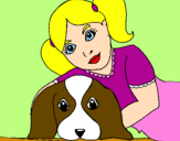 Coloring page Little girl hugging her dog painted bySelena ribeiro
