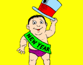 Coloring page Baby New Year painted bylopu