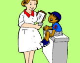 Coloring page Nurse and little boy painted byThieli