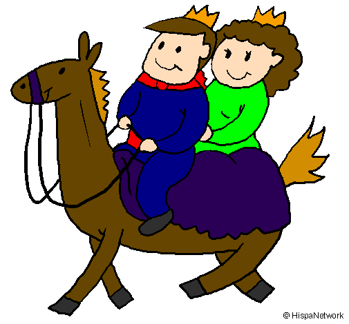 Prince and princess on horseback
