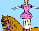 Coloring page Trapeze artist on a horse painted bynina